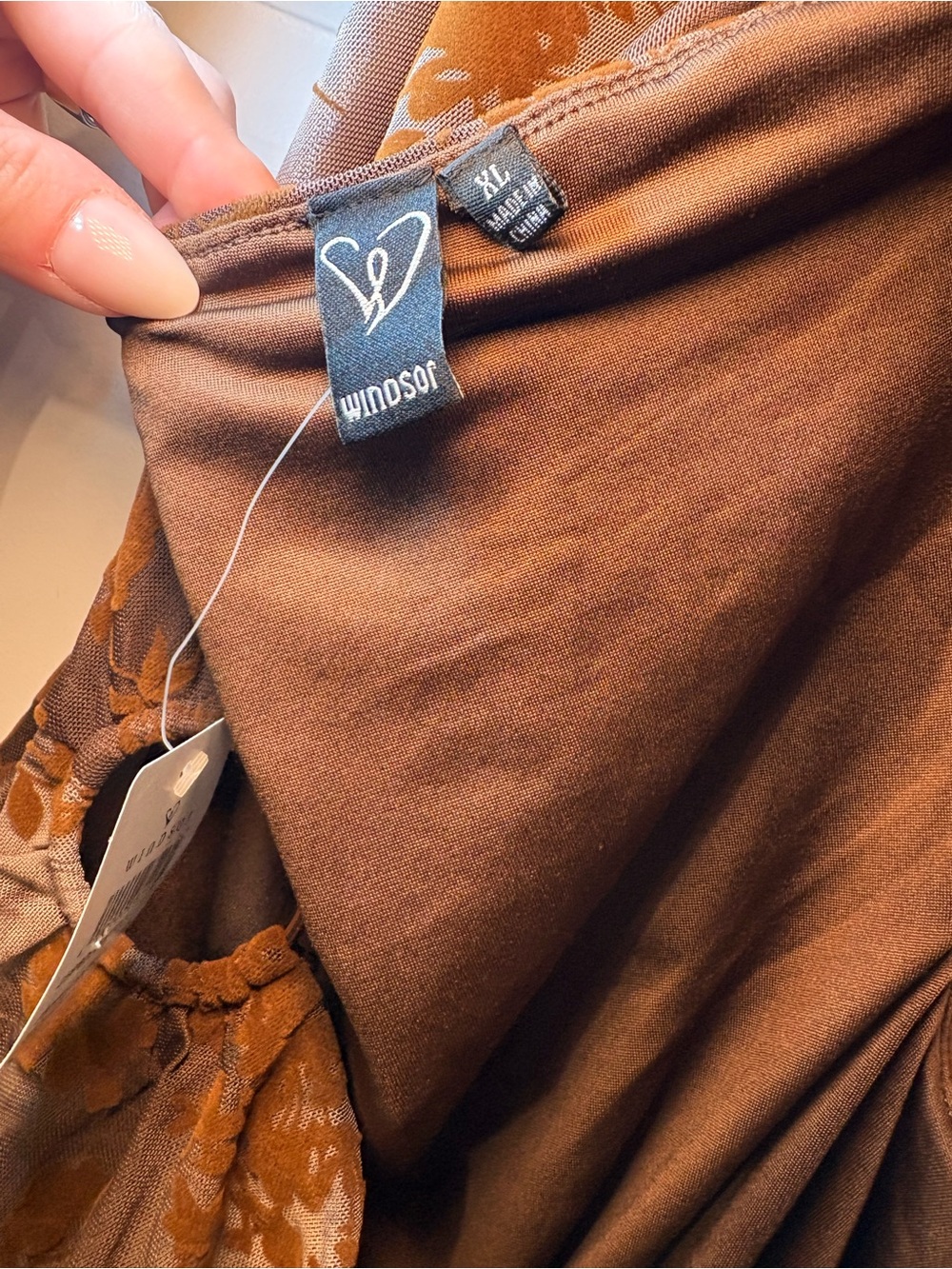 Windsor Mocha Floral Halter Dress with Ring Detail - Picture 4 of 4